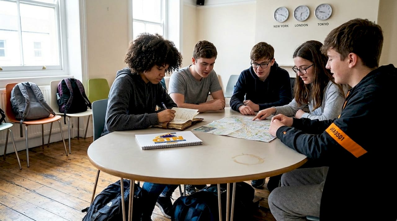 students reflecting during international tour in hostel