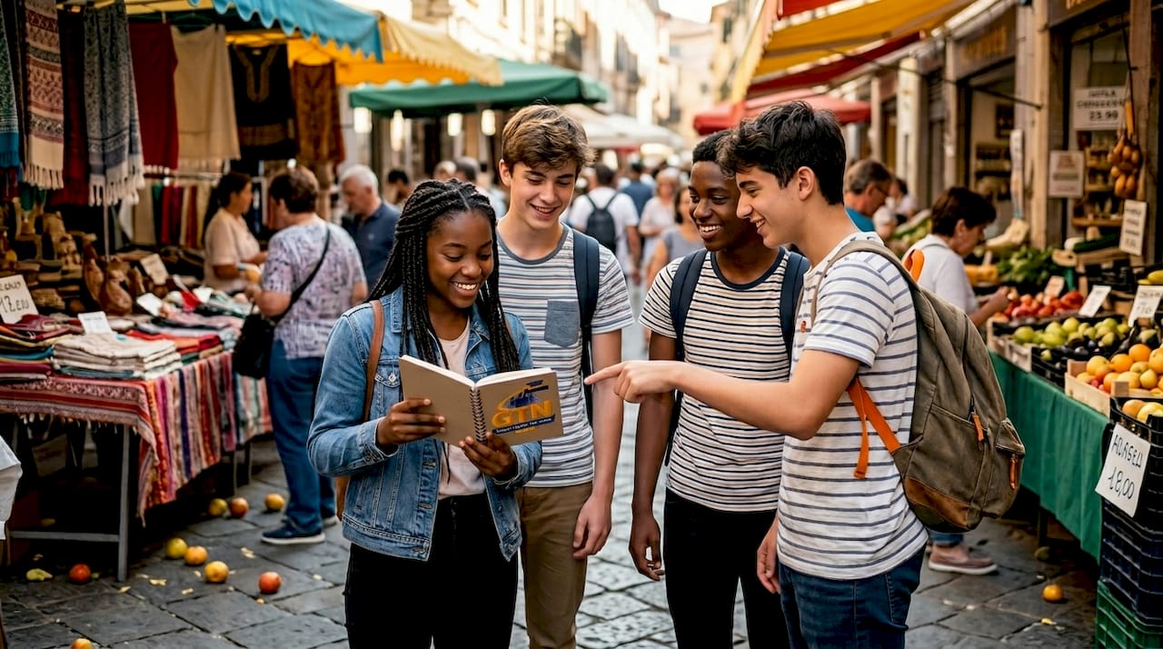 administrator preparing student travel forms in office