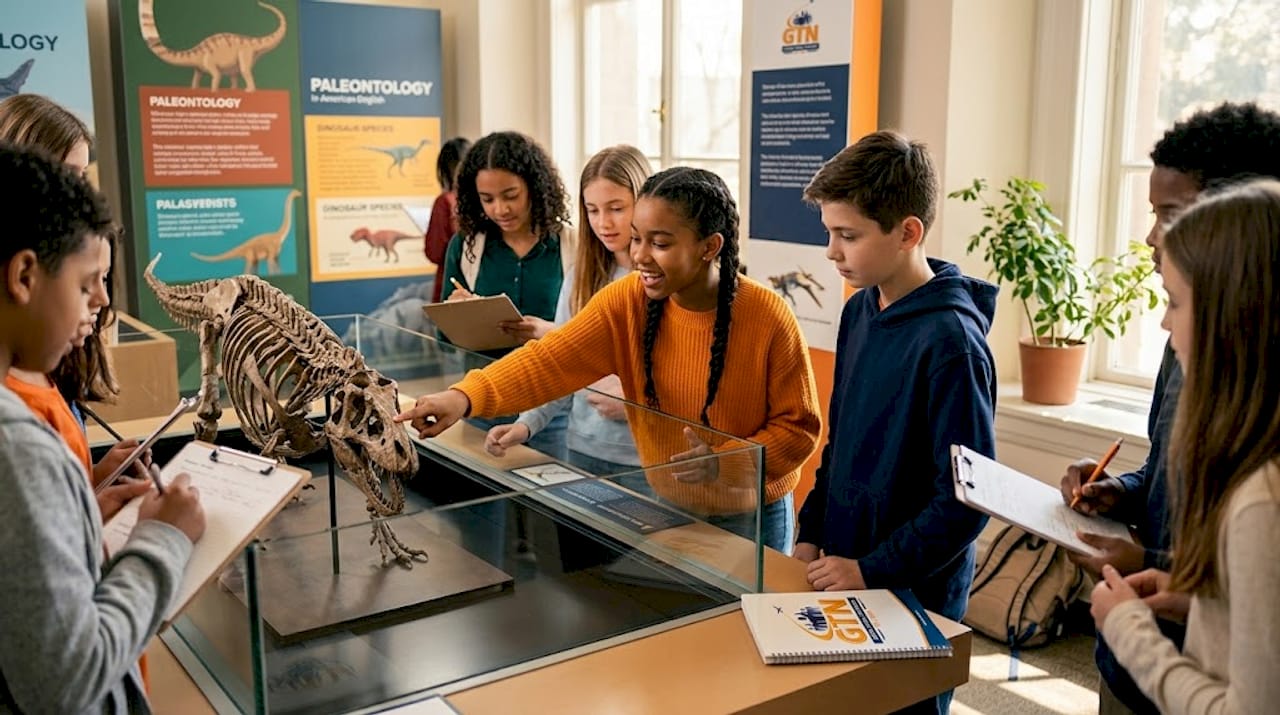 middle school students exploring museum exhibit