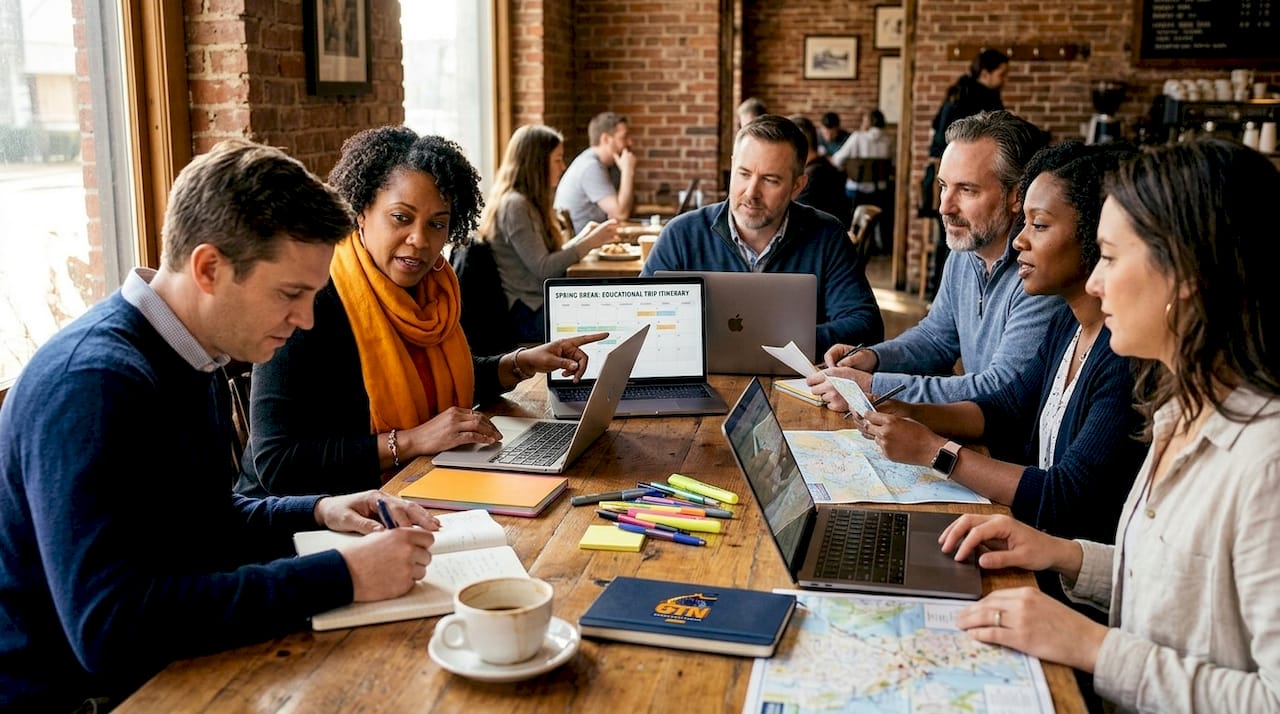 people collaborating on group itinerary