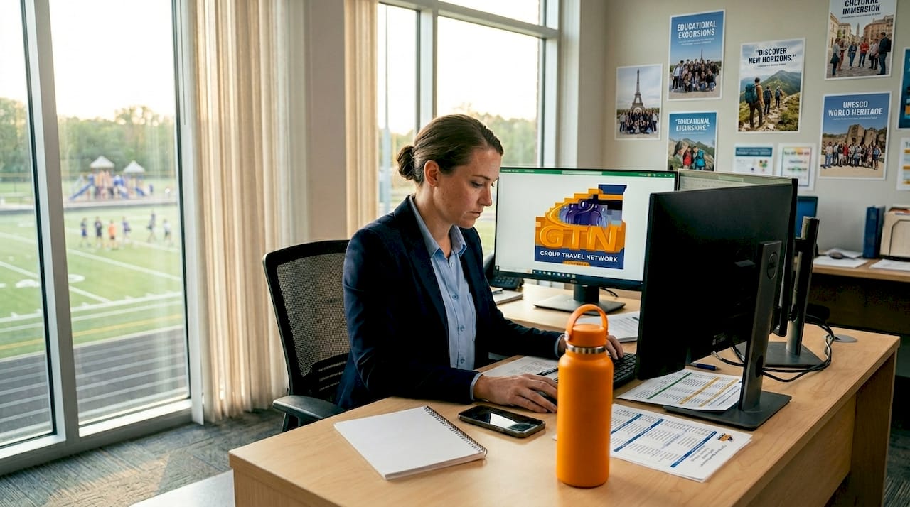 school sports travel manager organizing itinerary