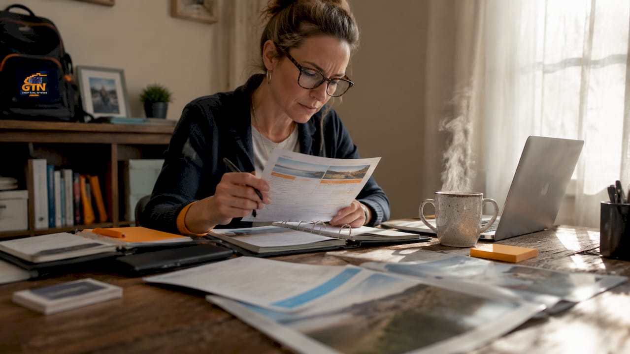 educator reviewing student trip plans