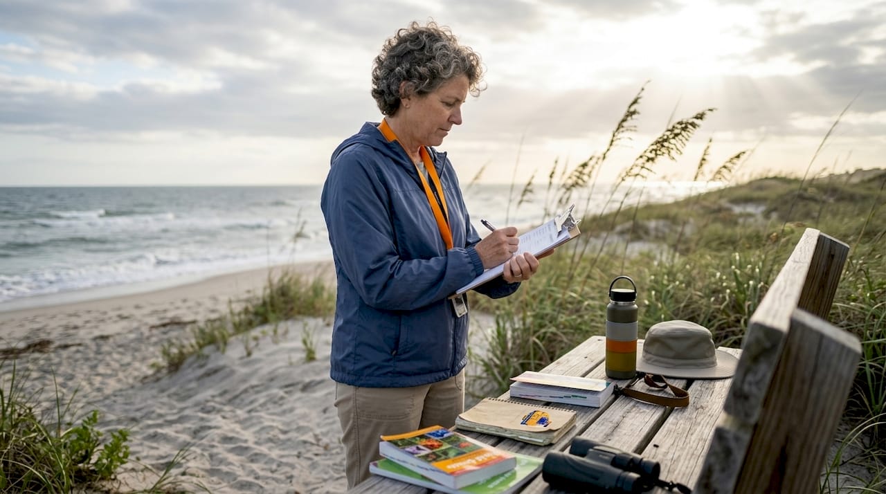 teacher preparing for outdoor learning trip