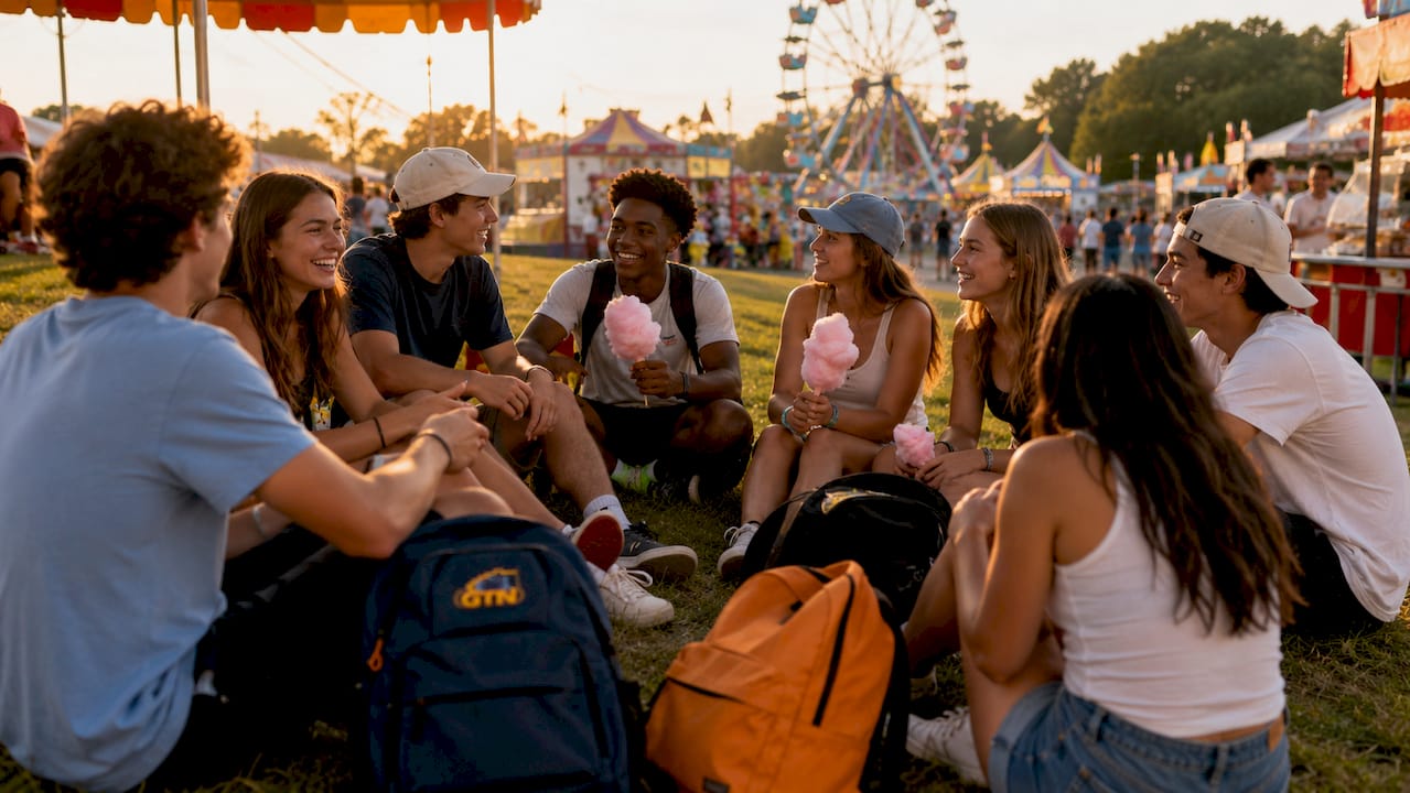 group of high school students enjoying outdoor vacation