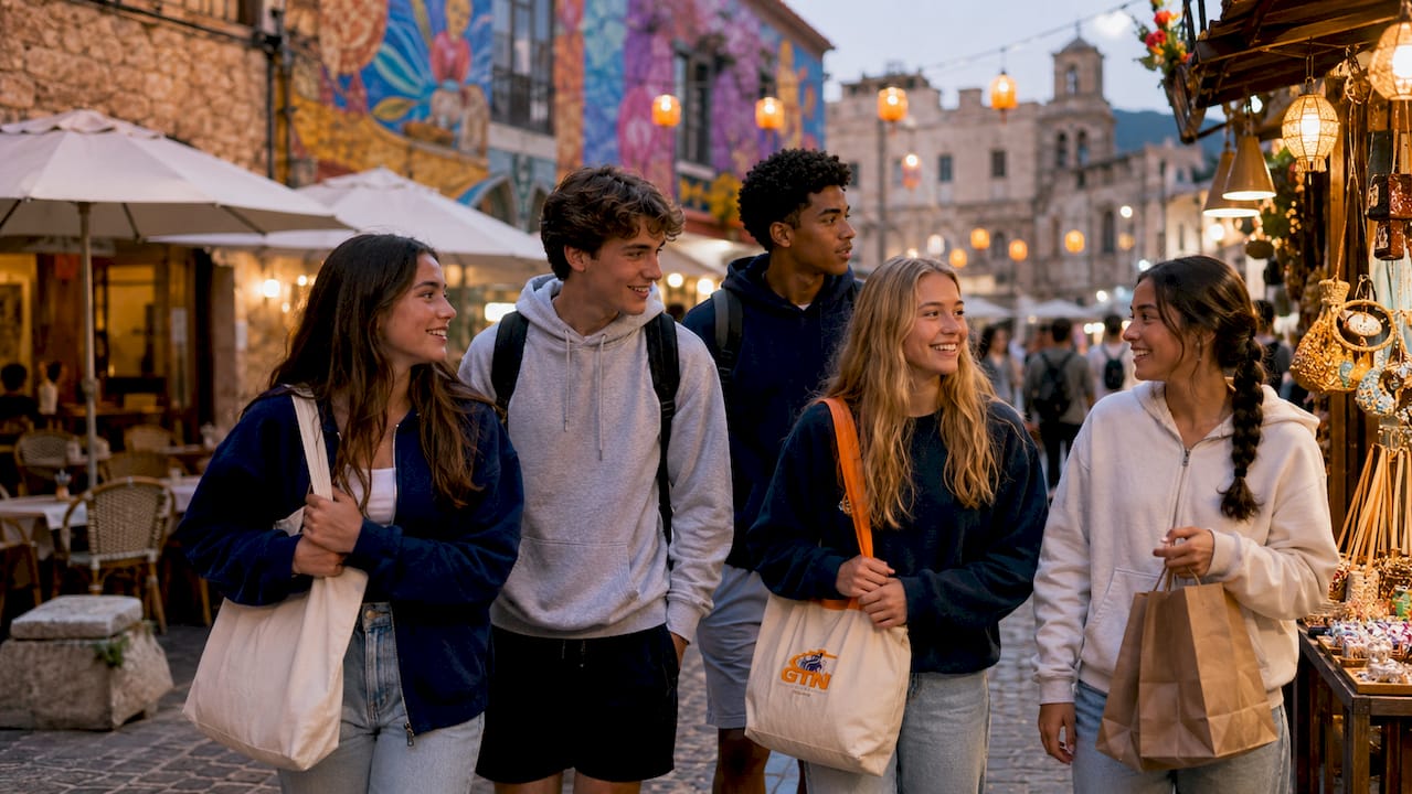 student adventure travel for schools: 2026 planning guide 4 high school students walking historic city street