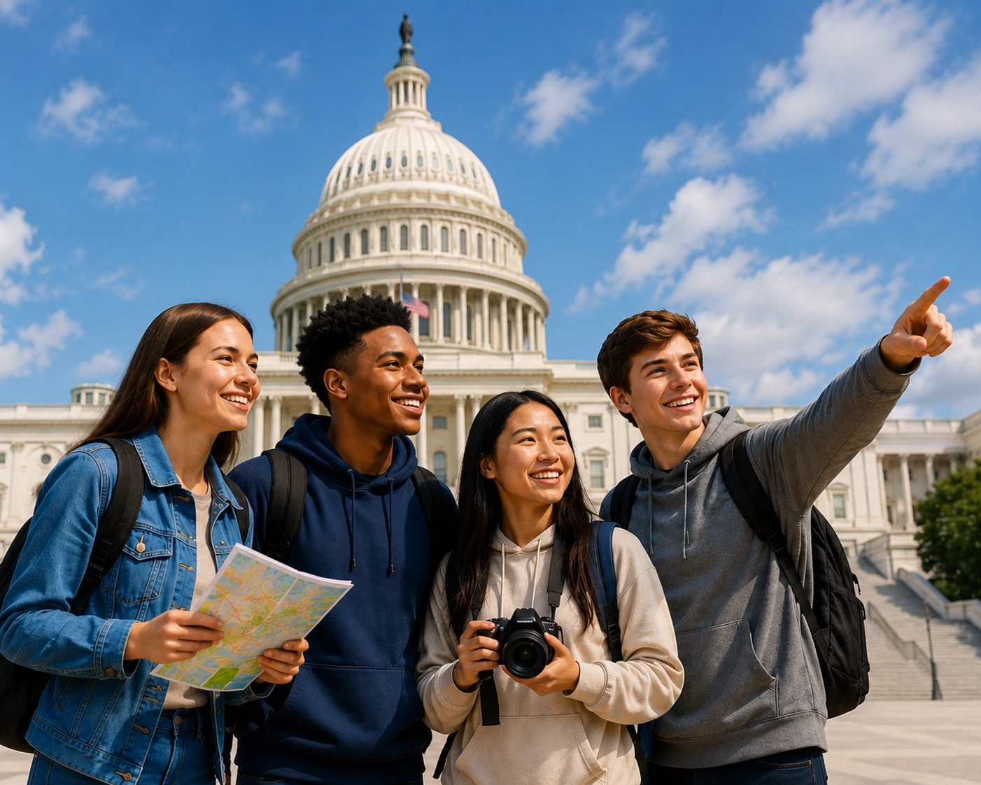 students participating in an educational travel experience outside the classroom