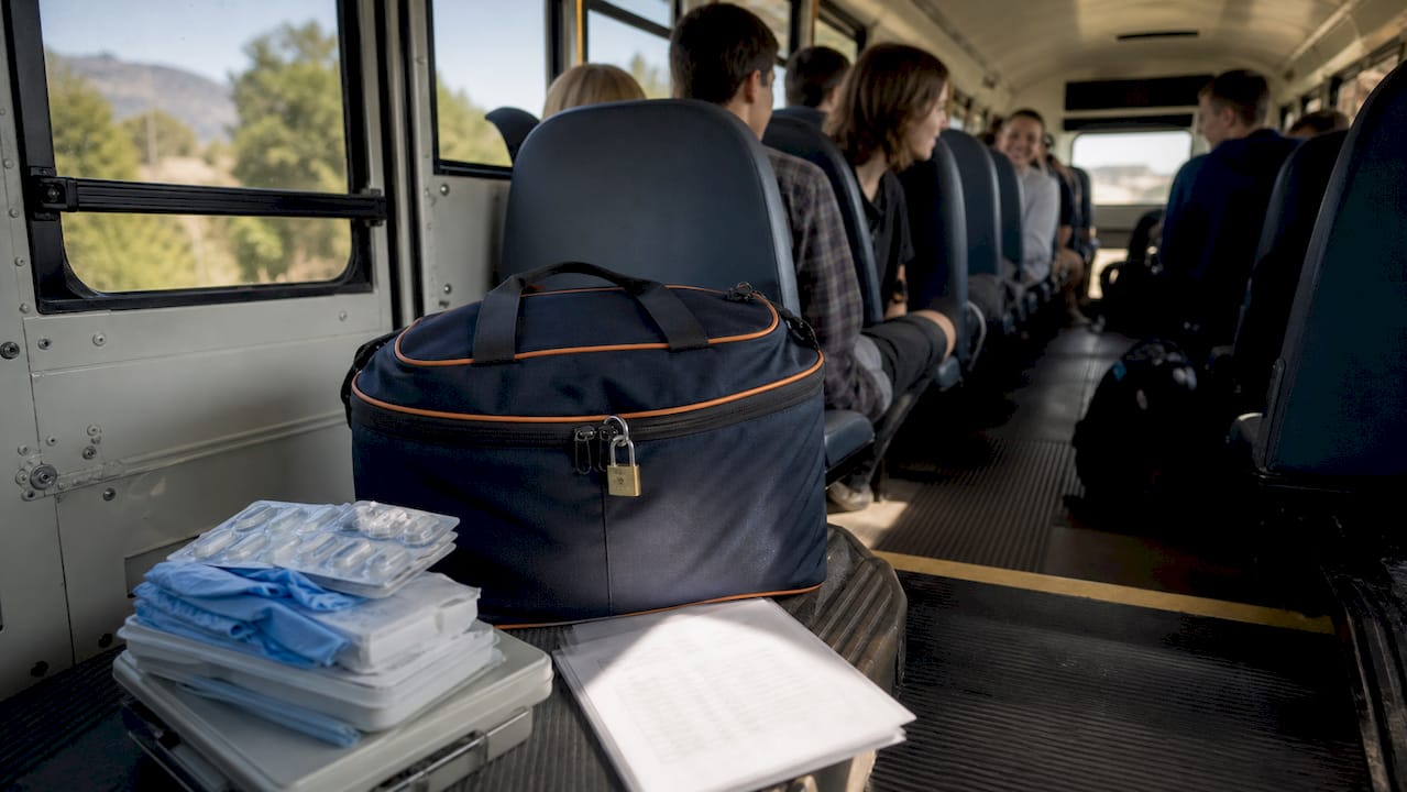student medical forms for school trips: checklist and templates 3 secured emergency medical kit on bus seat