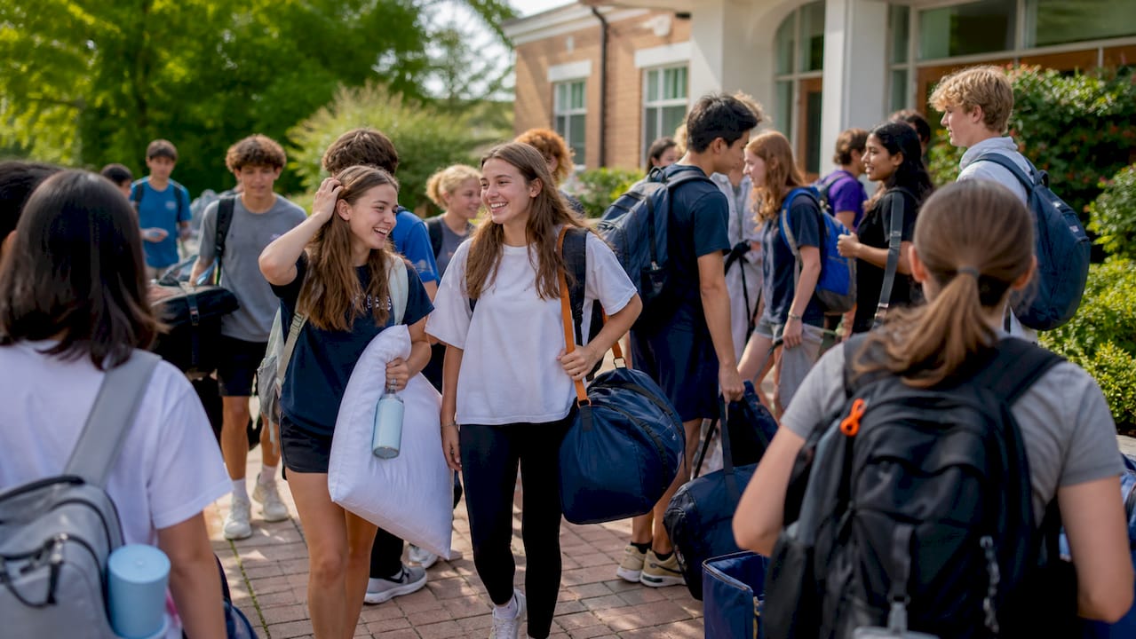 students boarding bus for supervised group travel