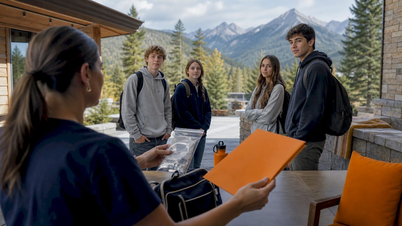 nurse checking medication authorization before student travel