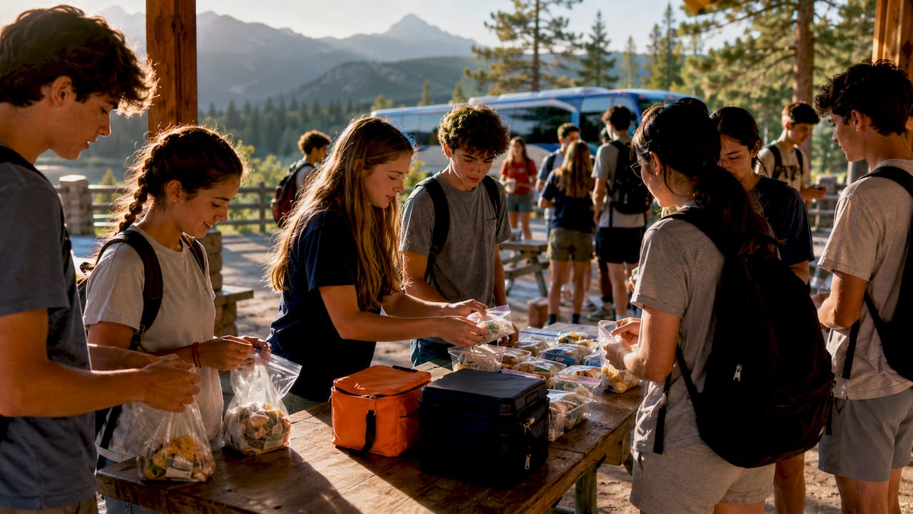 students organizing group meals during vacation