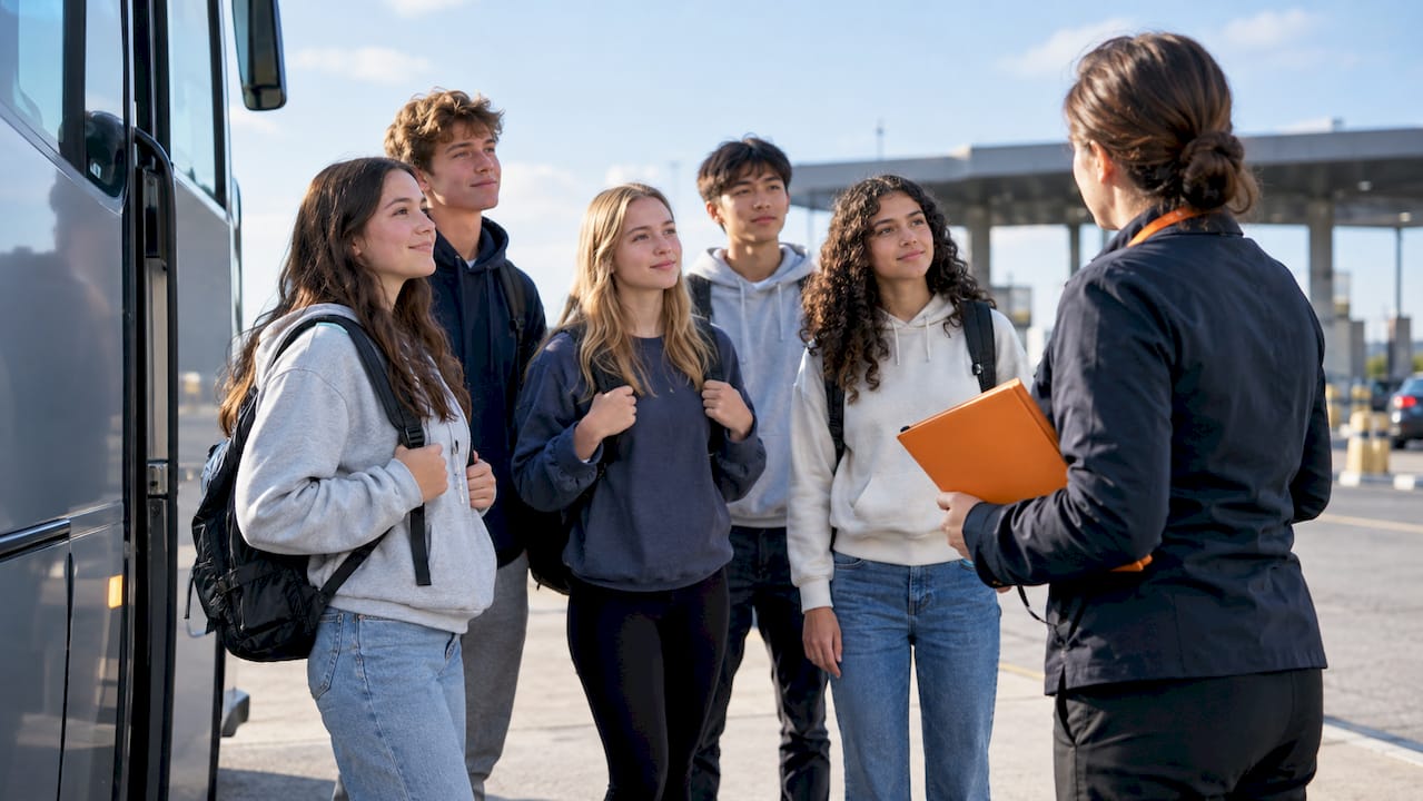 high school students at canada border checkpoint