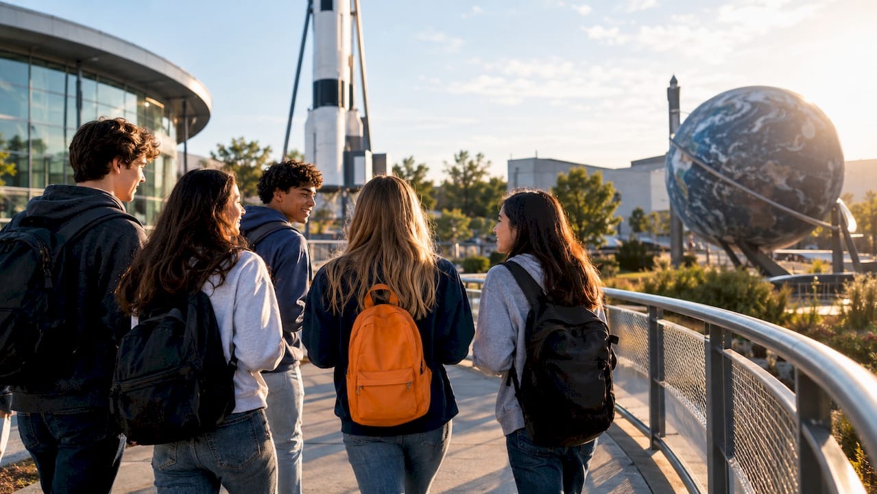 high school students exploring a cultural destination