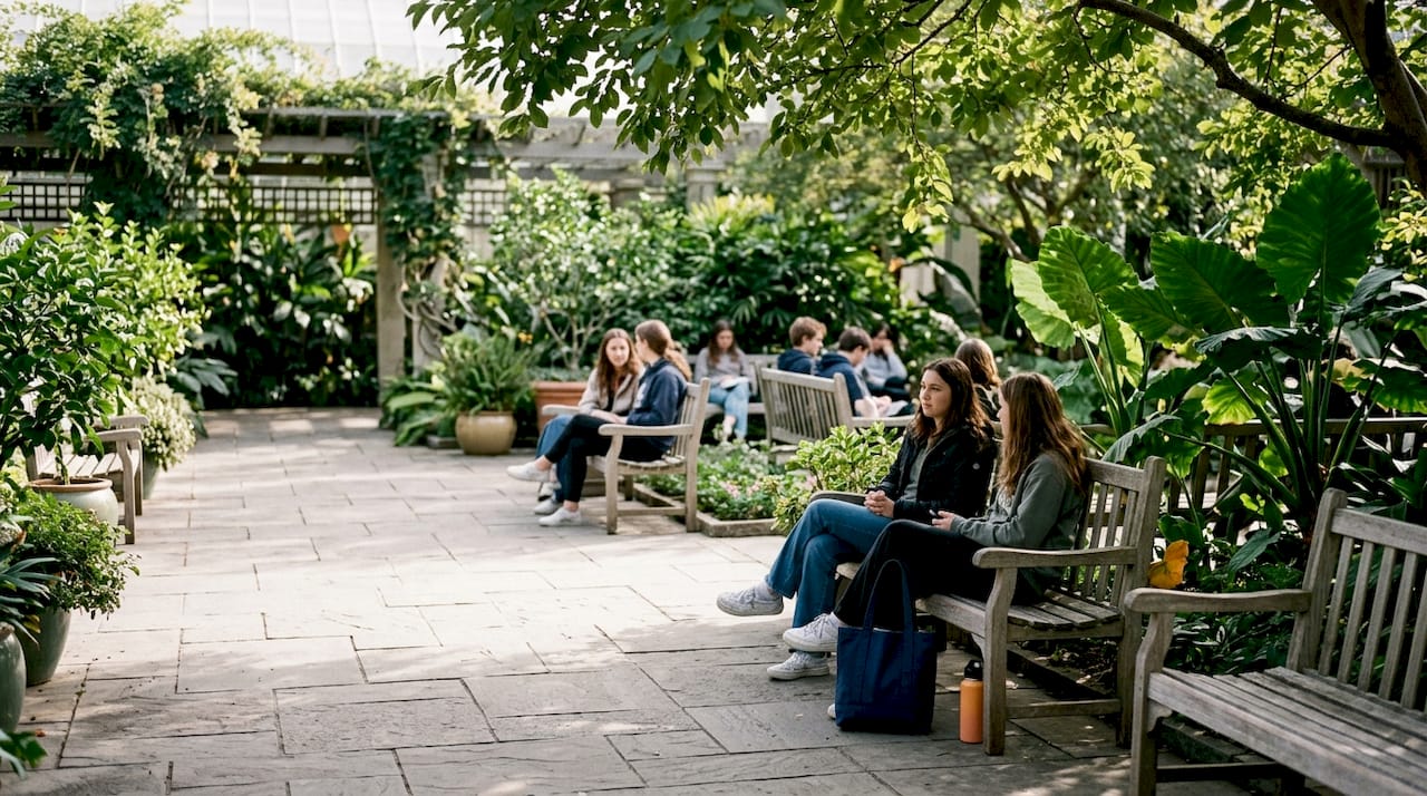 high school students taking a quiet trip break